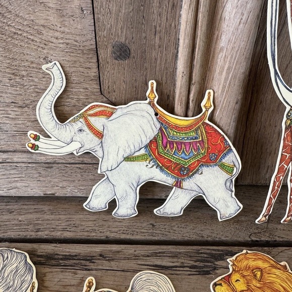 Vintage Merrimack Die Cut Gift Tags Circus Animals Horse Lion Child Birthday 80s - Picture 2 of 8